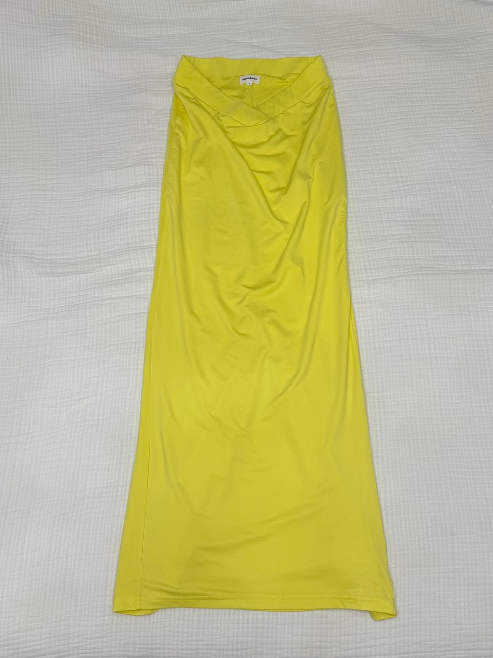 superdown yellow v-waist maxi skirt